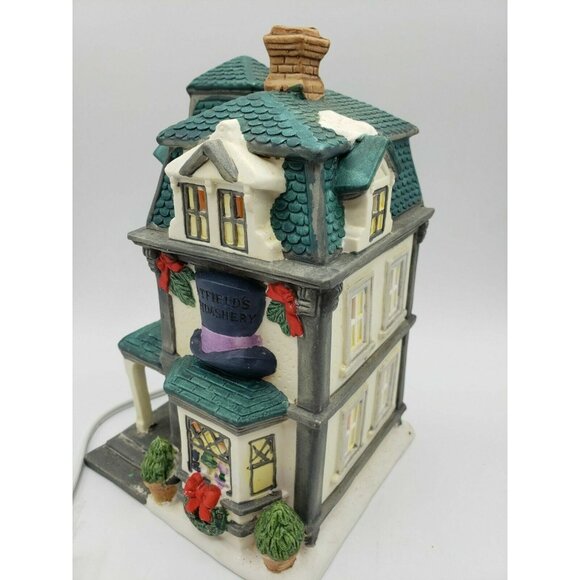 Victorian Christmas Village Hatfield's Habideshry Porcelain Building Holiday Dec - Picture 3 of 5